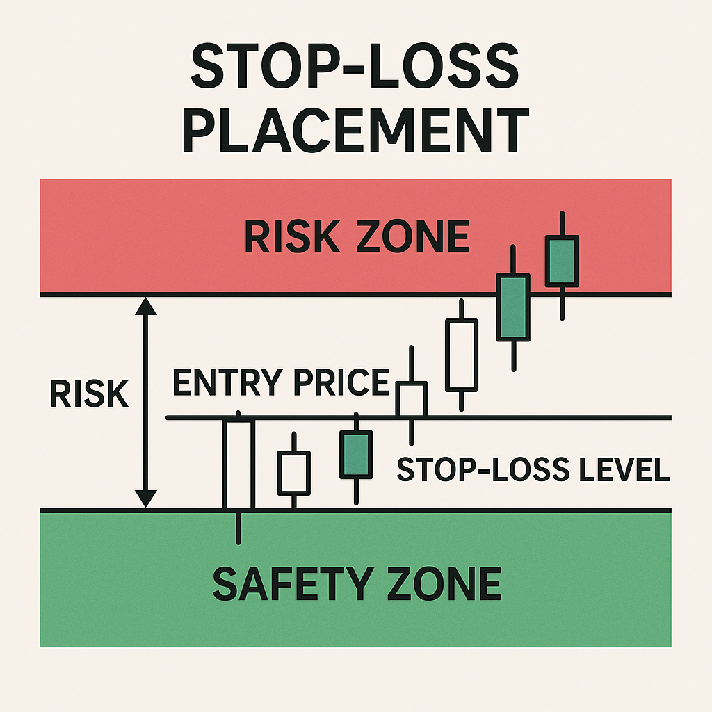 Forex chart showing entry price, stop-loss level, risk zone, and safety zone.
