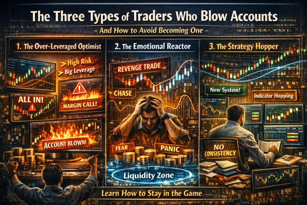 The Three Types of Traders Who Blow Accounts — And How to Avoid Becoming One 1 three types of traders who blow accounts